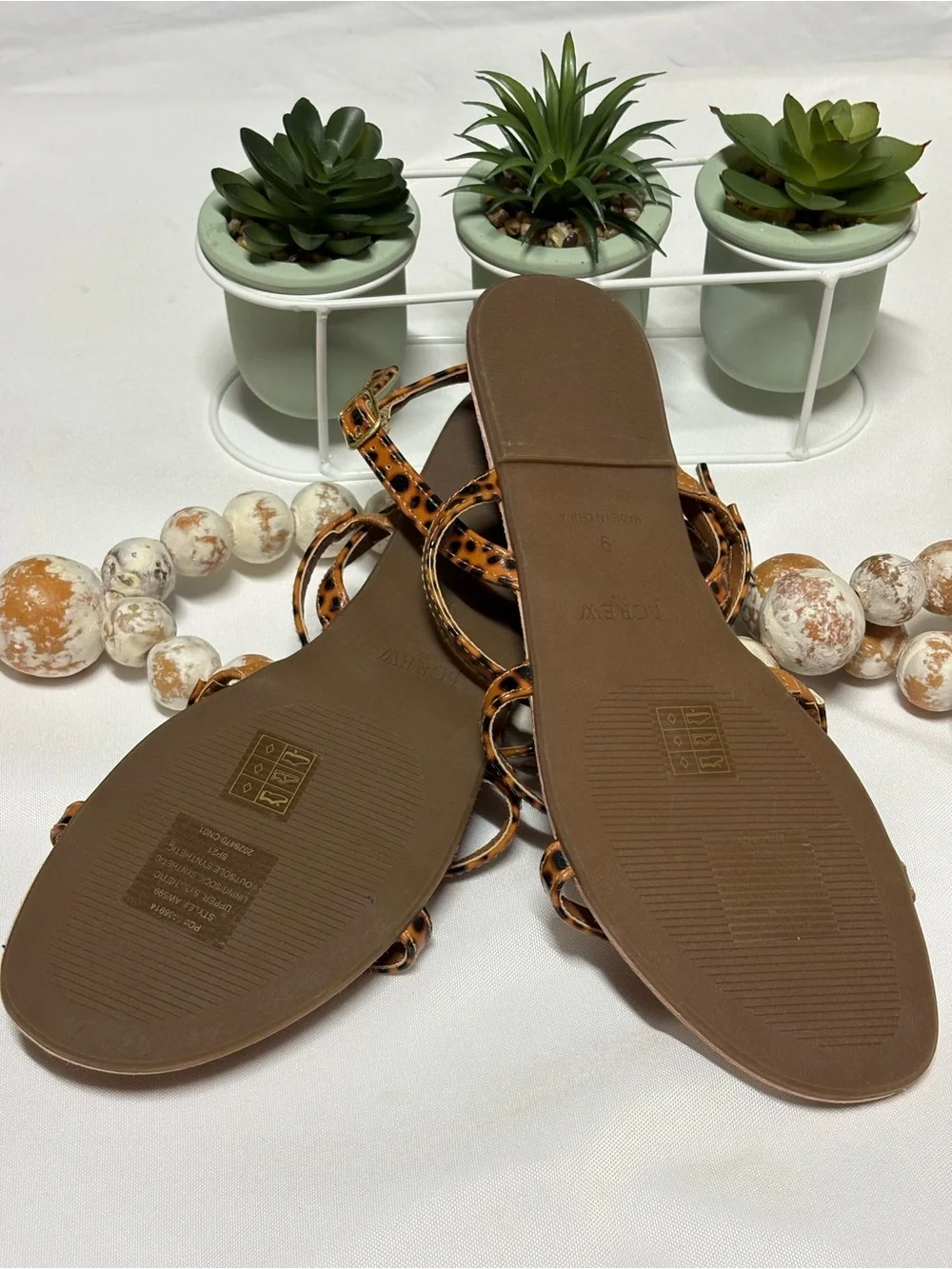 J. Crew Brown Tortoiseshell-Strap Flat Sandals